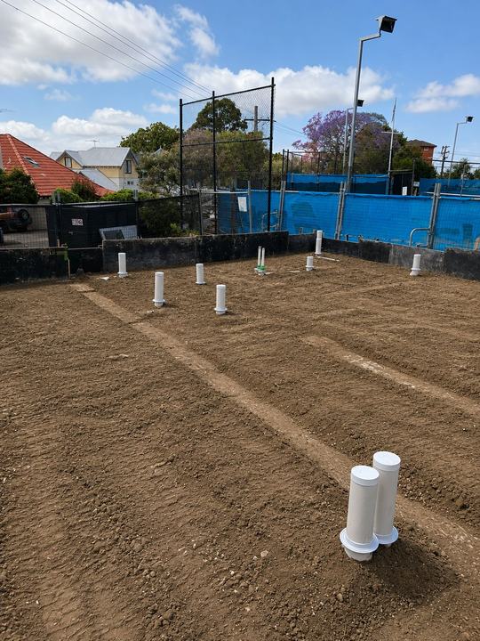 Site prepared with collared penetrations before the pour